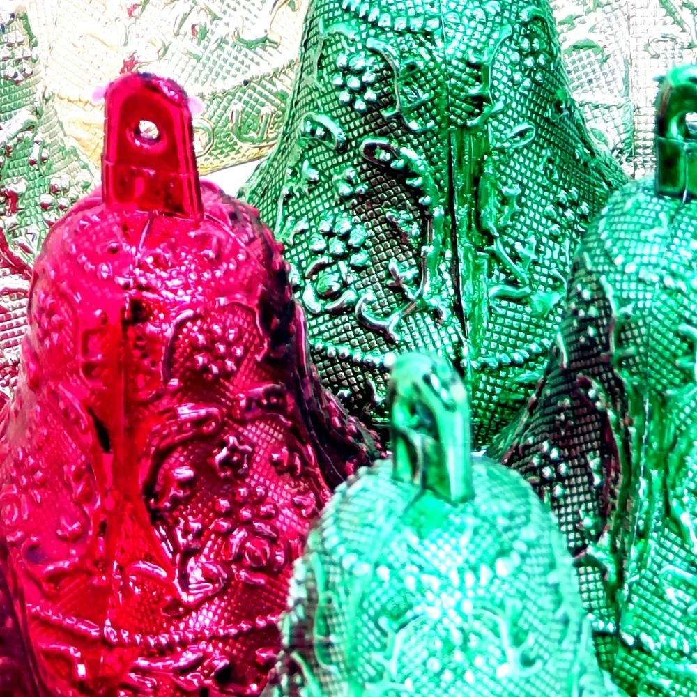 Lot of 20 Plastic Christmas Bell Shape Ornaments 2.25